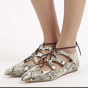 Topshop Fickle Ghillie Lace Up Flat Pointed Toe